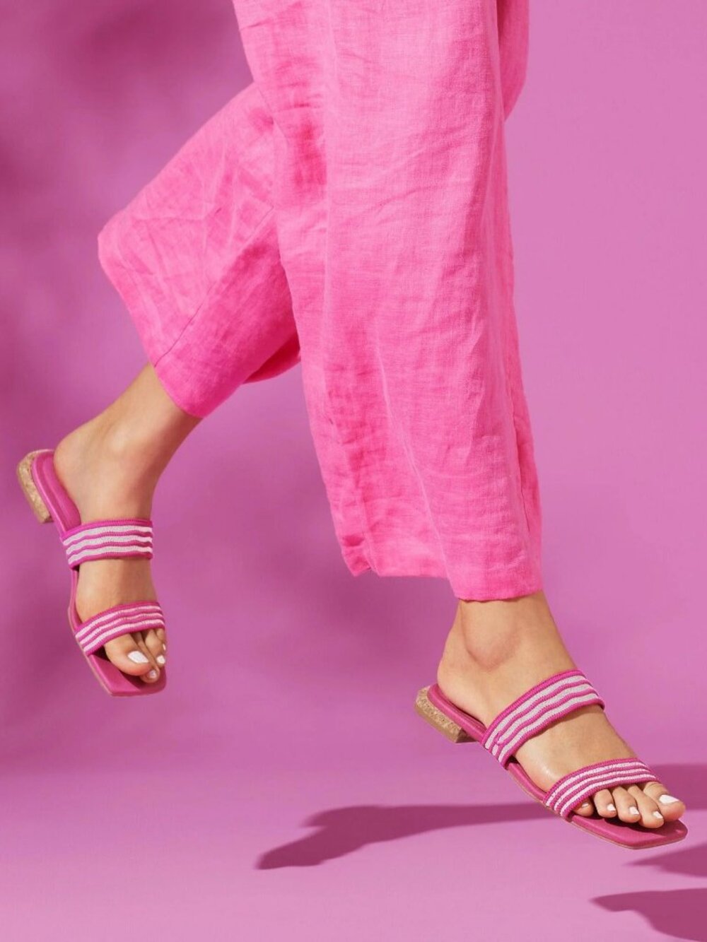 Vivaia Maya Square Toe Pink Slide Sandals Size 7-7.5